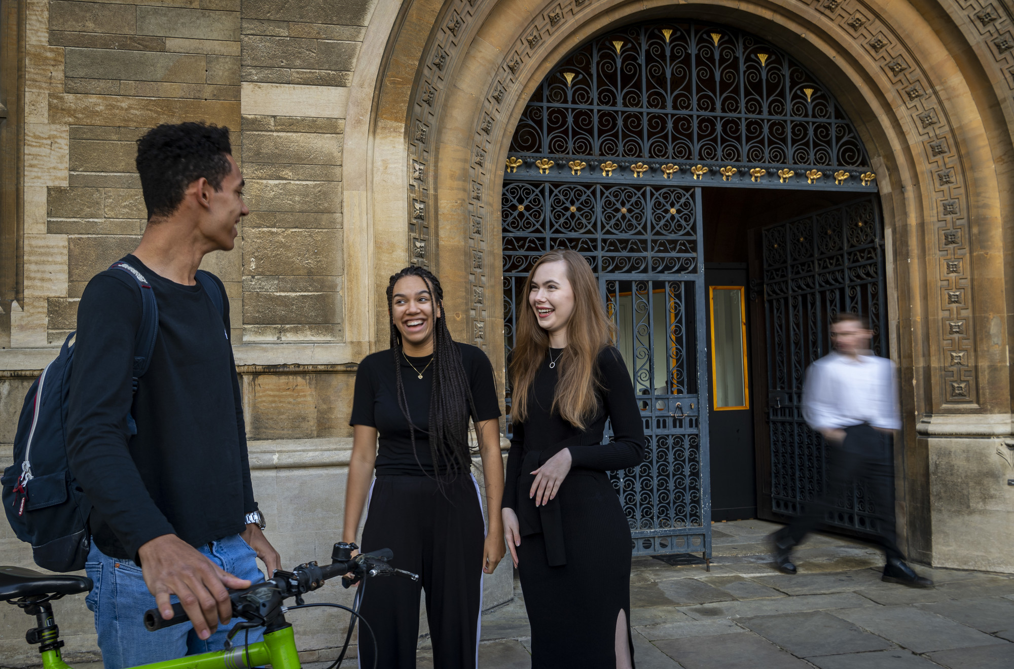 Students talking outside the Great Gate