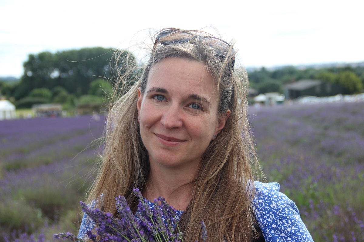 Dr Zoe Fritz in a field of lavender