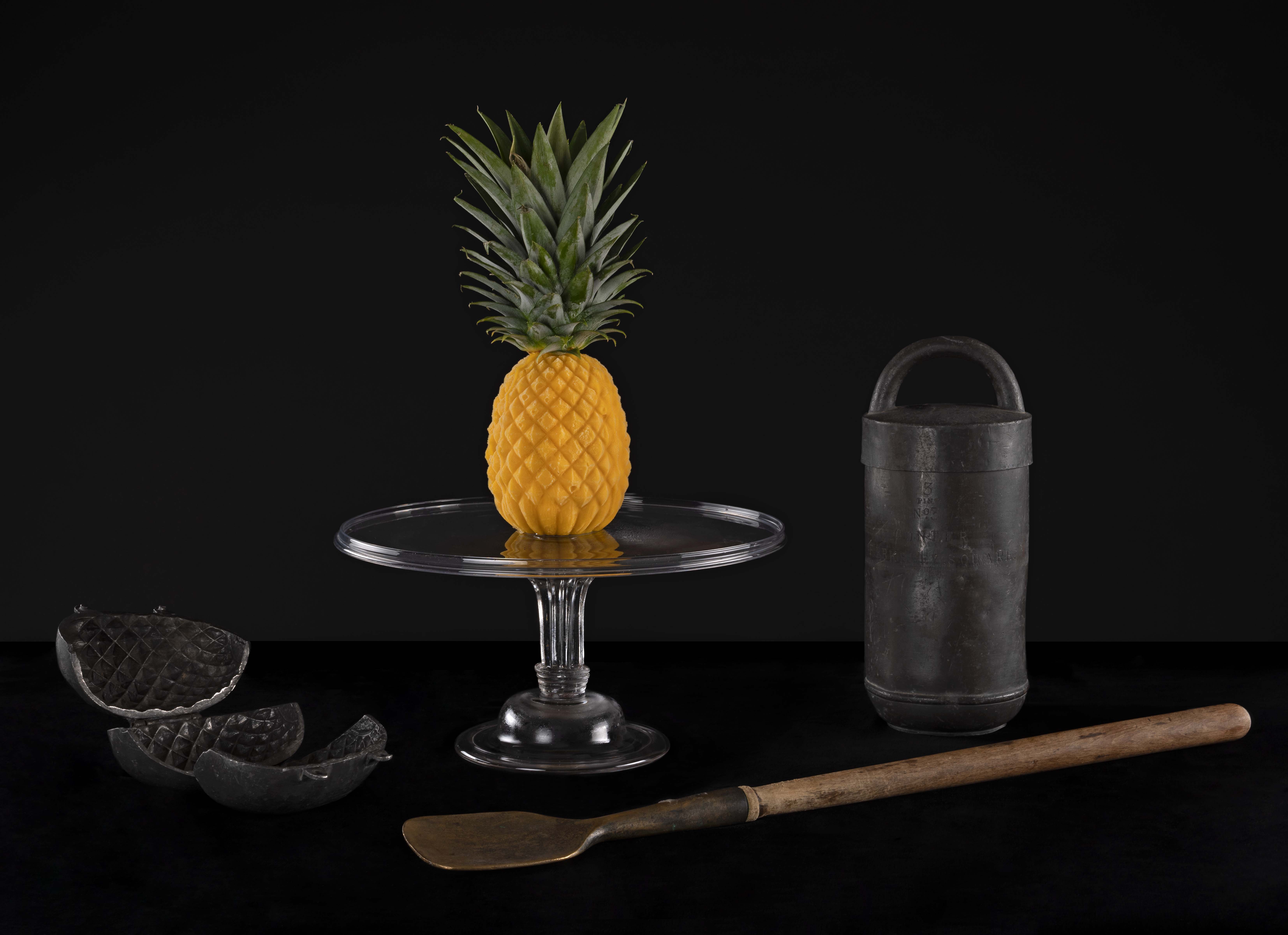 Ice cream pineapple made by Ivan Day, using an eighteenth century English pewter mould.