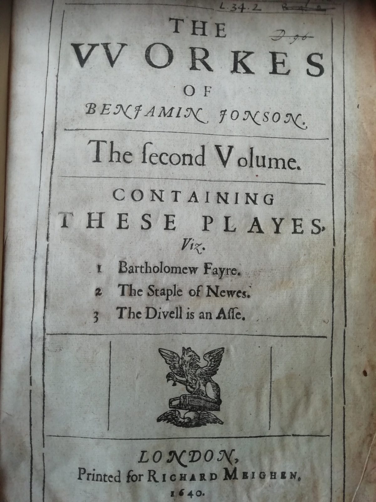 The Workes title page