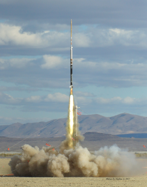 Martlet 3 rocket launched in a desert with a cloud of dust