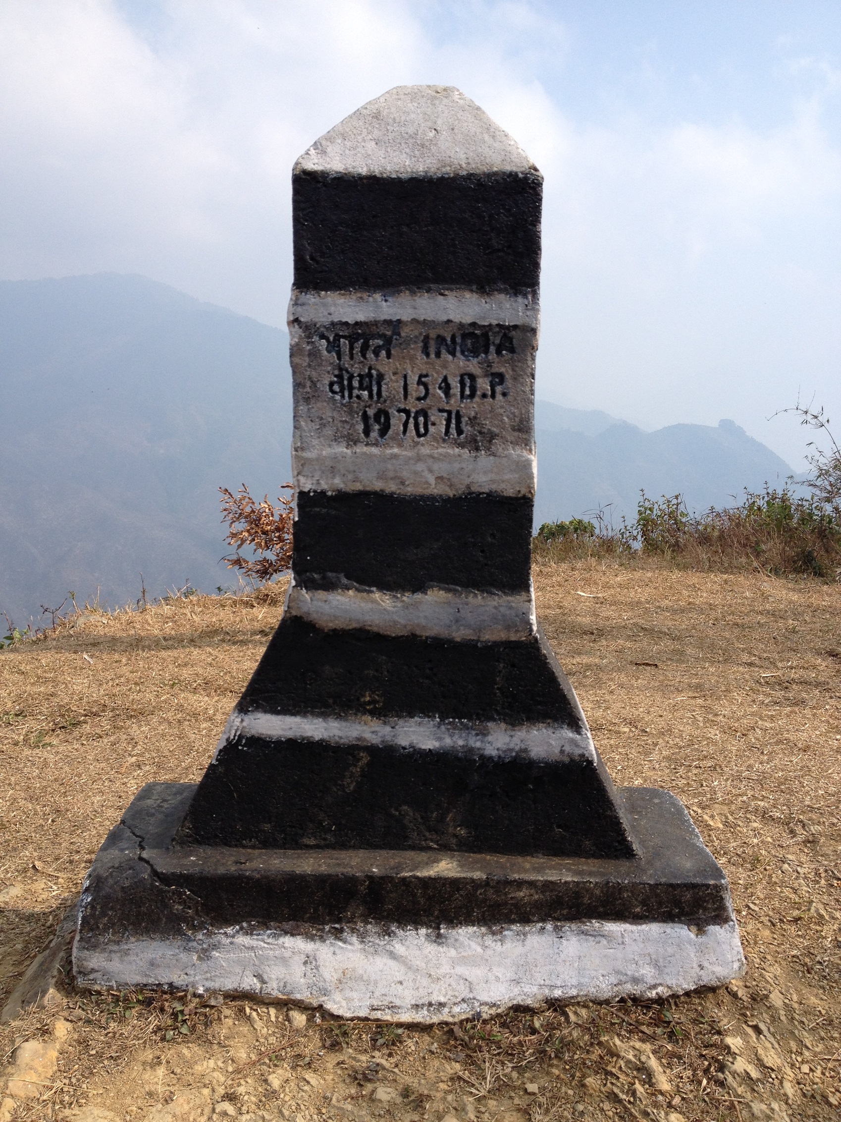 A boundary pillar on the India-Burma border