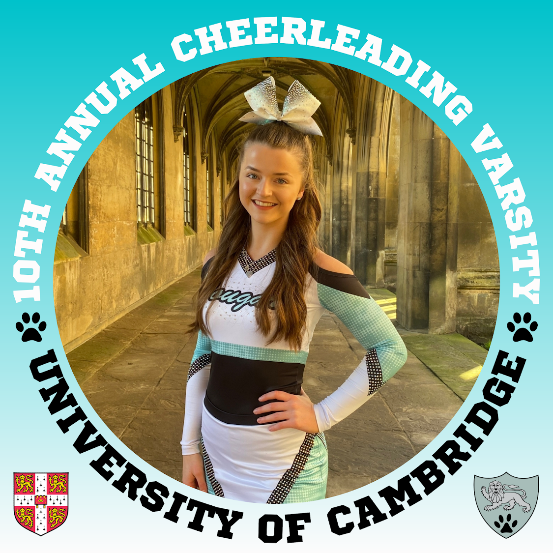 A cheerleader in a Cambridge uniform